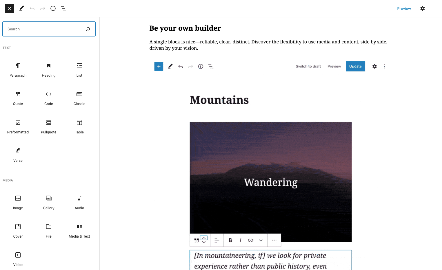 The new Gutenberg editing experience –